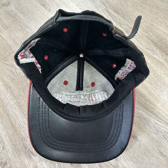 Vintage 1998 Detroit Red Wings Hat Strapback NHL Stanley Cup Black Leather Cap - Picture 3 of 8